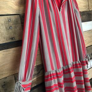 [ LOFT ] drop waist red striped dress